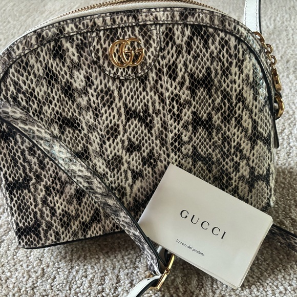 Gucci Snake Print Crossbody Bag - Black and Cream - Picture 1 of 3